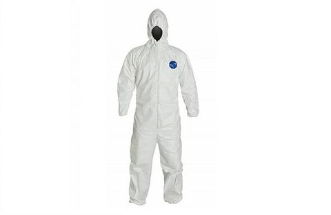 Hooded Disposable Coveralls, White  (Large)  (25 Pack)