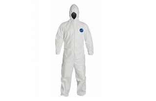 Hooded Disposable Coveralls, White  (Large)  (25 Pack)