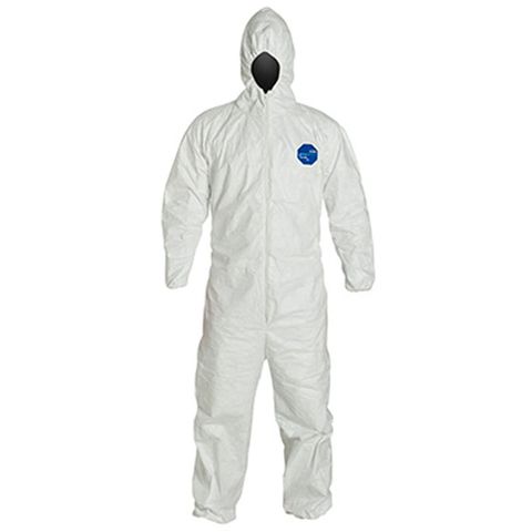 Hooded Disposable Coveralls, White  (XL) (25 Pack)