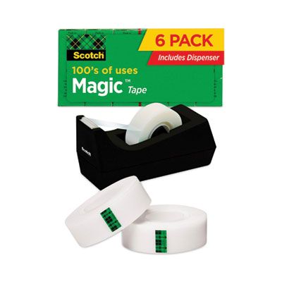 Magic Tape W/ Dispenser (Clear) (6 Pack)