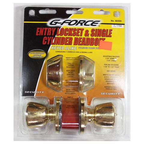 Entry Lockset & Deadbolt (Brass) (Keyed Alike)