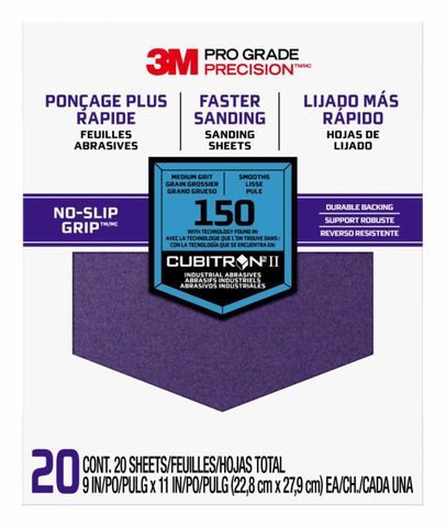 Sandpaper Pro Grade Precision Faster Sanding (9" X 11") (150 Grit) (20 Pack)