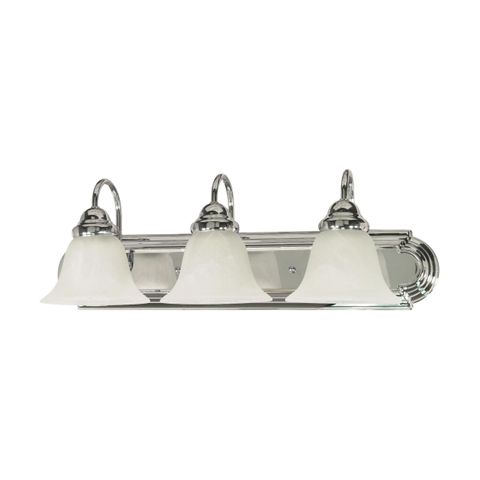 3 Bulb Vanity Fixture Ballerina Alabaster Glass (Polished Chrome) (24")