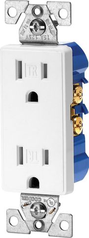 Tamper Resistant Decora Receptacle, Grounding Screw (White)