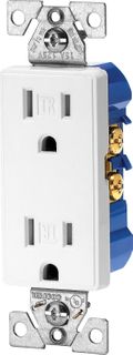 Tamper Resistant Decora Receptacle, Grounding Screw (White)