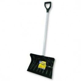 Plastic Snow Shovel w/ Metal Strip - D Handle (18")