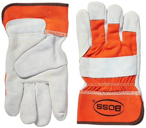 Bright Orange - Leather Palm Work Glove w/ Safety Cuff