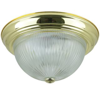 Dome Fixture (E26) (Polished Brass) (Clear Ribbed Glass) (13")