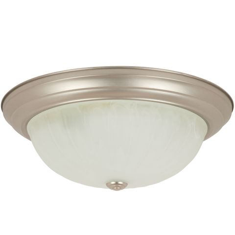 Dome Fixture (E26) (Brushed Nickel) (Alabaster Glass) (13")