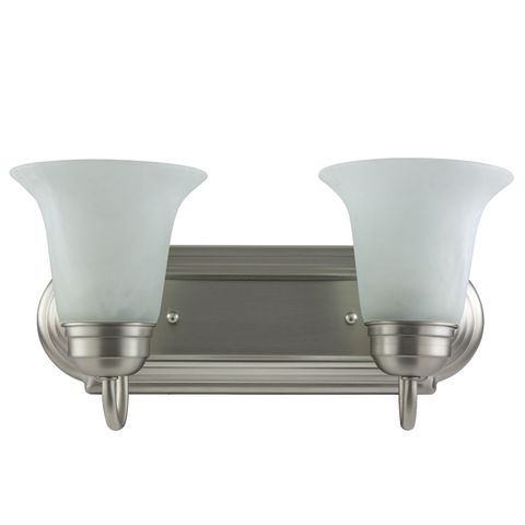 2 Bulb Wall Sconce (Brushed Nickel) (Alabaster Glass) (14")