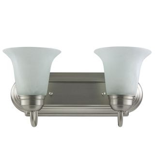 2 Bulb Wall Sconce (Brushed Nickel) (Alabaster Glass) (14")