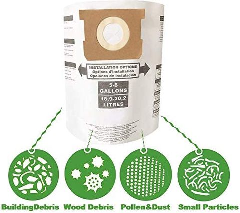 Shop Vac Disposable Collection Filter Bags for 5-6-8 Gallon Vac (3 Pack)