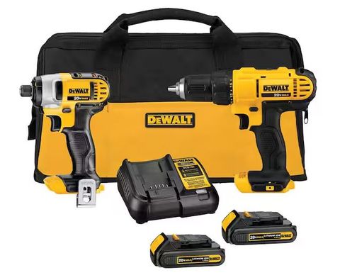 DEWALT 20V Max Cordless Drill Combo Kit, 2-Tool (Driver/Impact Combo Kit  20V 1.3Ah Batteries, Charger, and Bag)