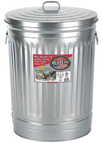 Galvanized Steel Round Trash Can with Lid (31 Gal)