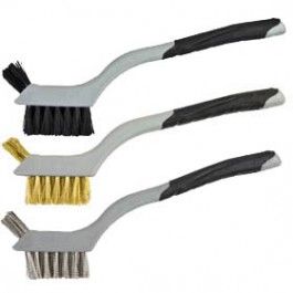 Mini Wire Brush Set (3 Brushes - Nylon, Brass, Stainless Steel)