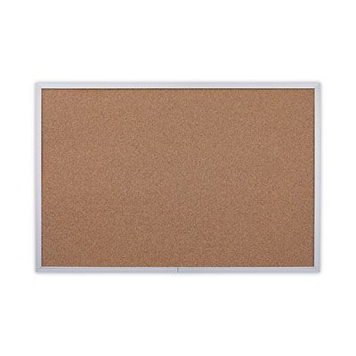 Bulletin Board, Natural Cork, Satin-Finished Aluminum Frame (36" x 24")