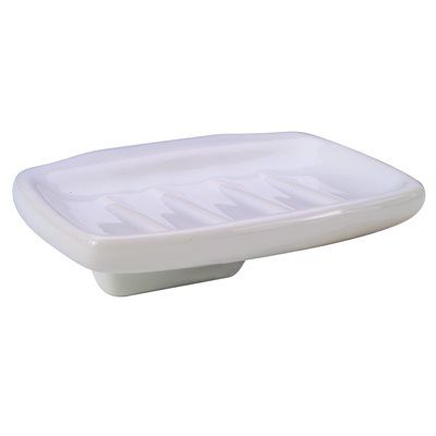 Ceramic Soap Dish (White) (Slip-On Clip) (4" x 2")