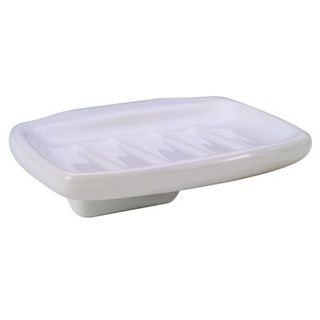 Ceramic Soap Dish (White) (Slip-On Clip) (4" x 2")