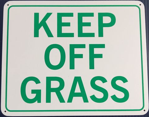 Keep Off Grass Sign (Metal) (10"x8")