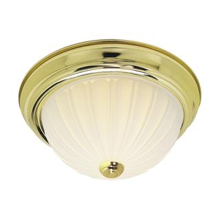 Dome Fixture (15") (Polished Brass) (Frosted Melon Glass)