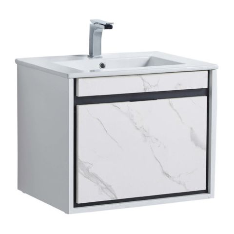 Alpine Vanity - White Marble (Black Frame) (24")