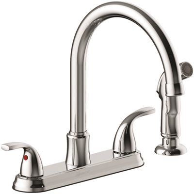 Seasons Raleigh Two Handle Gooseneck Kitchen Faucet w/ Side Sprayer (Chrome)