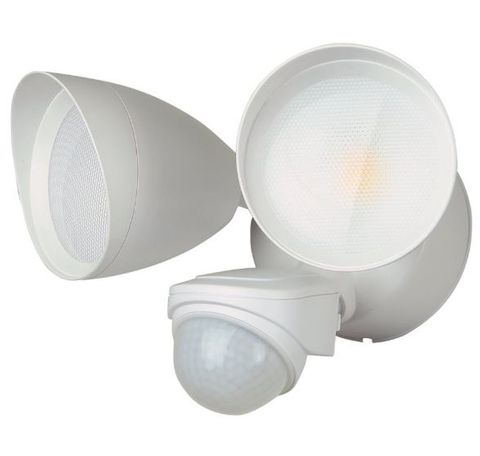 Dual-Head Round Wall Mount Flood Light Fixture With Motion Sensor (20 Watt) (50K)