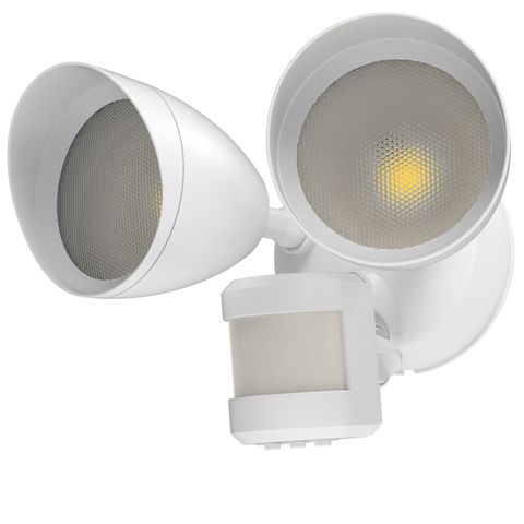 Dual-Head Round Wall Mount Flood Light Fixture With Motion Sensor (20 Watt) (50K)