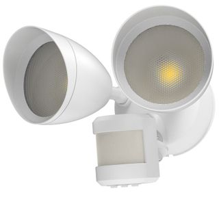 Dual-Head Round Wall Mount Flood Light Fixture With Motion Sensor (20 Watt) (50K)