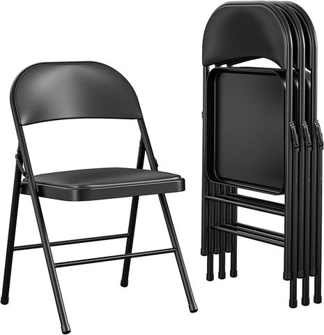 Vinyl Folding Chair (4 Pack) (Black)