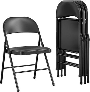 Vinyl Folding Chair (4 Pack) (Black)