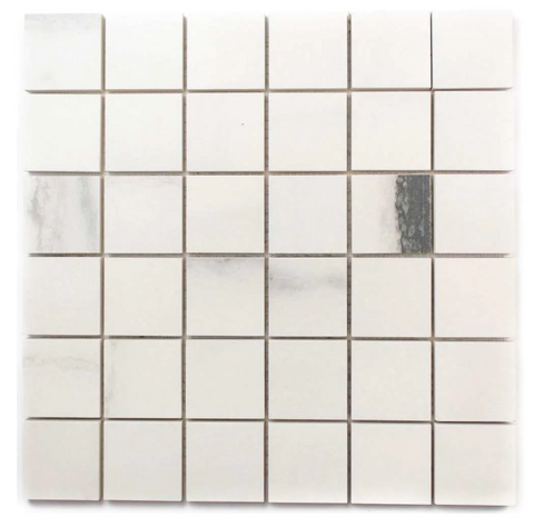 Prexious Porcelain Matte Mosaic Tile (White Fantasy) (2" X 2") (1 Sq Ft)