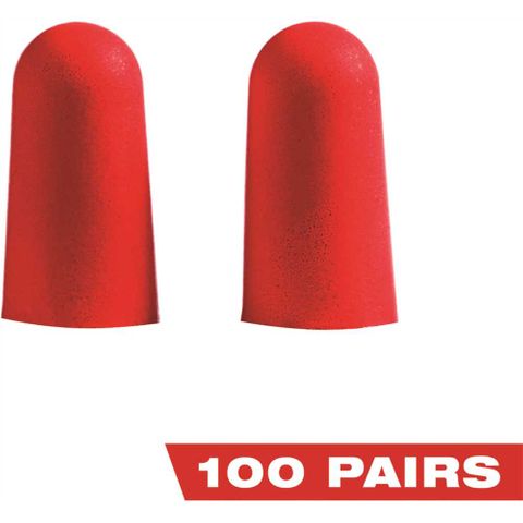 Milwaukee Red Disposable Earplugs w/ 32 dB Noise Reduction Rating (100-Pack)