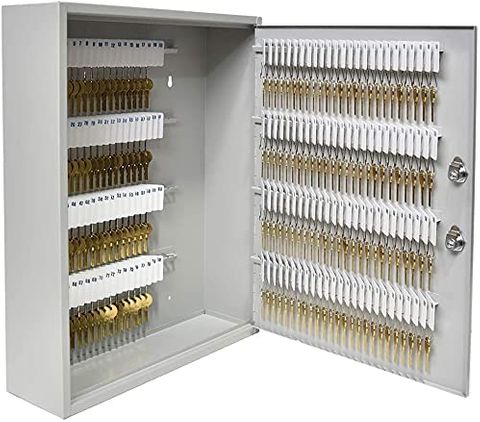 Metal Key Cabinet (200 Keys) Dual Lock Control Key Box (Grey) (4.92"D x 16.54"W x 20.1"H)