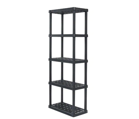 Plastic Rack Shelf with 5 Medium Shelves (Black) (H 63" W 11.75" D 23")