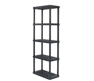 Plastic Rack Shelf with 5 Medium Shelves (Black) (H 63" W 11.75" D 23")