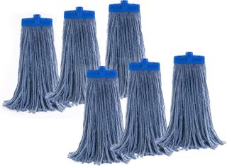 Heavy Duty Cotton Wet Mop Replacement Heads (Blue) (Large) (6 Pack)