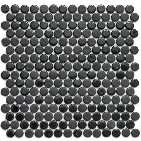 Timeless Penny Recycled Glass Matte and Shiny Mosaic Tile (Black ) (.88 Sq Ft)