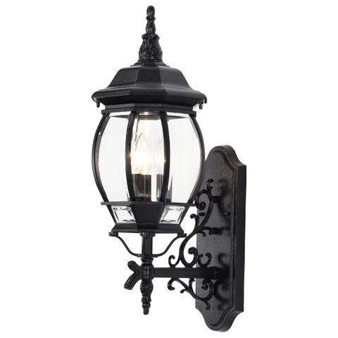 Central Park 3 Light Outdoor Wall Sconce with Clear Glass Shade and Textured Black Finish (22-3/4" Tall)