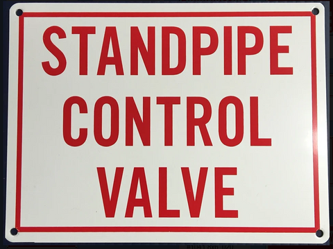 Standpipe Control Valve Sign (Metal) (7"x9")