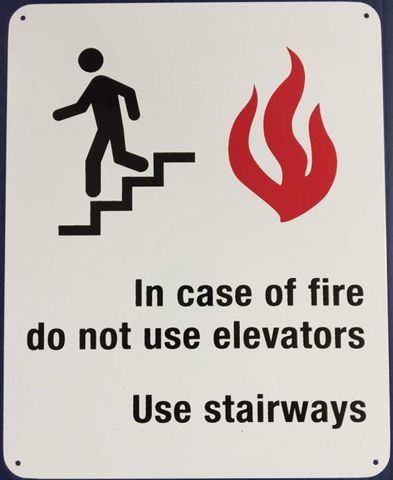 In Case of Fire Do Not Use elevators Sign (Metal) (10"x8")