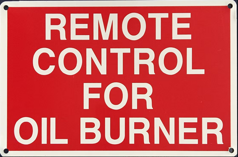 Oil Burner Sign (Metal) (9" x 6")