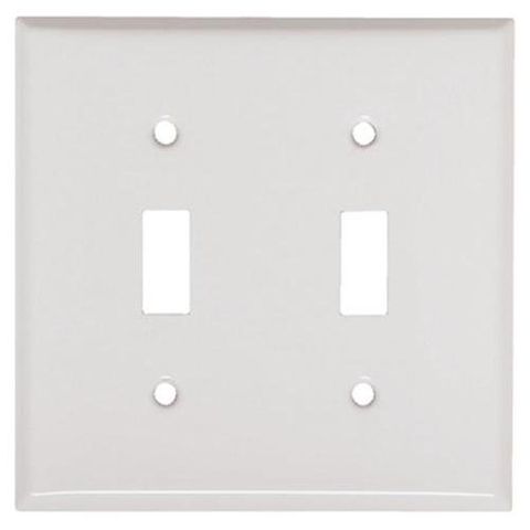 2 Gang Toggle Switch Plate (White) (Metal)