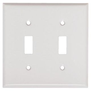2 Gang Toggle Switch Plate (White) (Metal)