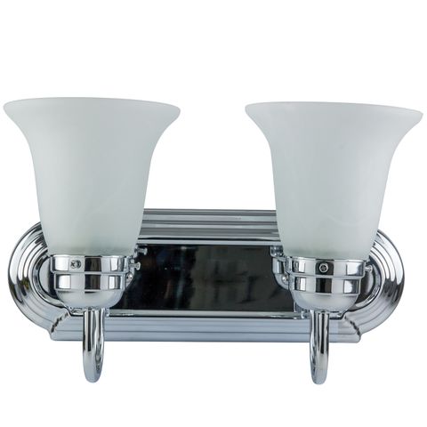 2 Bulb Wall Sconce (Chrome) (Alabaster Glass) (14")
