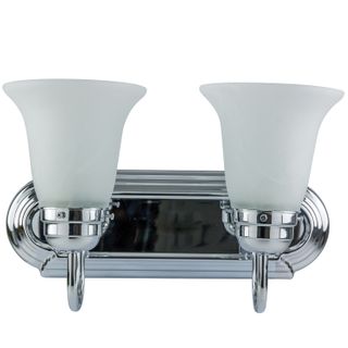 2 Bulb Wall Sconce (Chrome) (Alabaster Glass) (14")