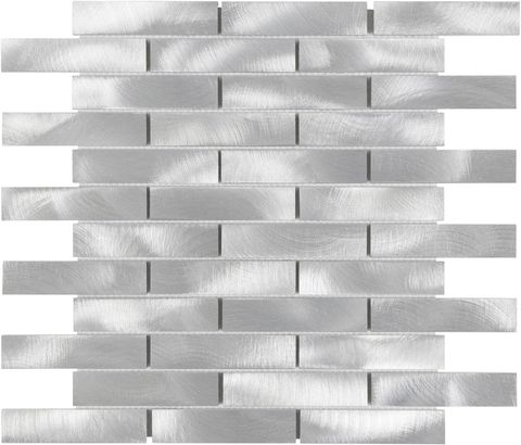 Brick Brushed Aluminum Mosaic Tile (2" x 4") (1 Sq Ft Per Sheet)