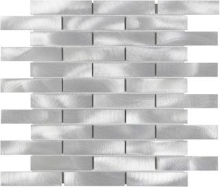 Brick Brushed Aluminum Mosaic Tile (2" x 4") (1 Sq Ft Per Sheet)
