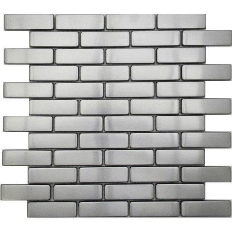 Brick Brushed Metal Mosaic Tile (.75" x 2.5") (.89 Sq Ft Per Sheet)