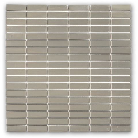 Piano Stacked Brushed Metal Mosaic Tile (1/2" x 2") (.98 Sq Ft Per Sheet)